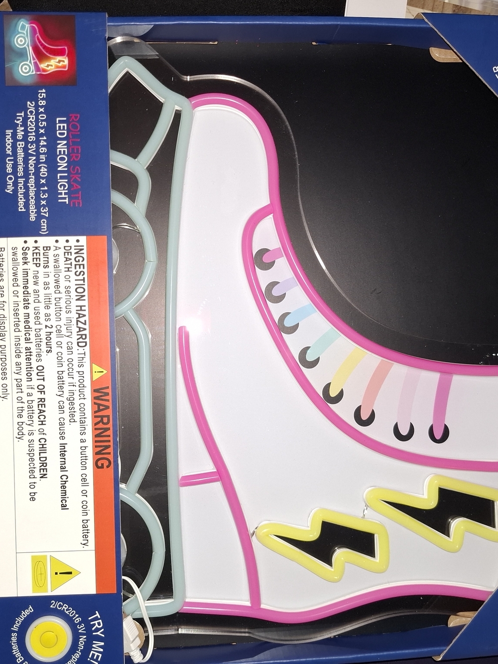 Hobby Lobby LED Neon Roller Skate Wall Light - White, Pink, Yellow, Black, Blue